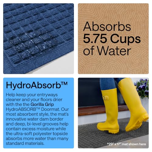 HydroABSORB Door Mat for Indoor Outdoor Use (Blue / 35" X 23")
