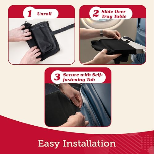 Airplane Tray Table Cover with Pocket Storage (Premium Black)