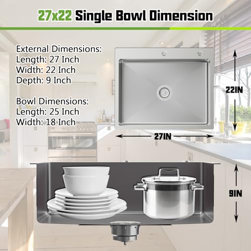 Kitchen And Bar Sink (27x22 | Stainless)