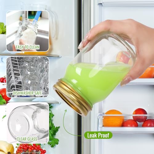 Glass Mason Jars 16 oz (Gold Split Lids-16oz)