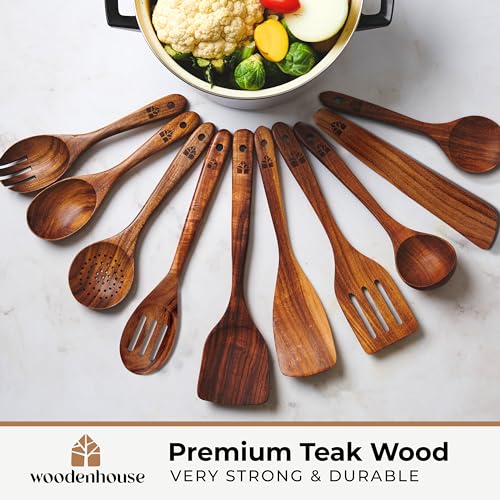 Wooden Spoons for Cooking (12 Pcs Extended)