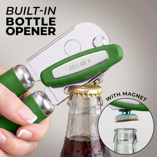 Stainless Steel Swing Open Manual Can Opener Comfortable Grip (Artichoke Green / Swing Open)