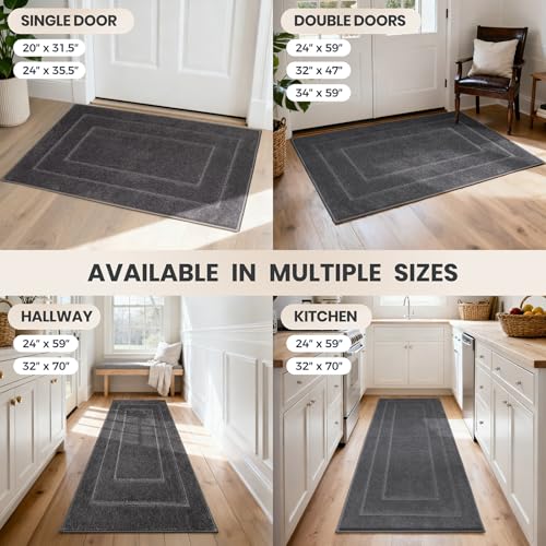 Dirt Trapping Door Mat Indoor Entrance (Grey / 24" X 35.5" (Rectangular))