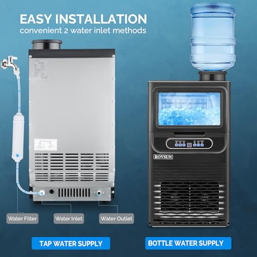 90LBS 24H Countertop Ice Maker with 2 Water Inlets & Appointment Function (Black / 90LB)
