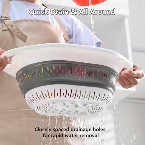 2 Pack Collapsible Silicone Colander Strainer (4L+4L / White and Blue)