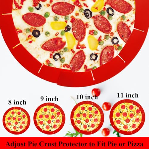 Adjustable Pie Crust Shields Baking Protectors (Red-1pcs)