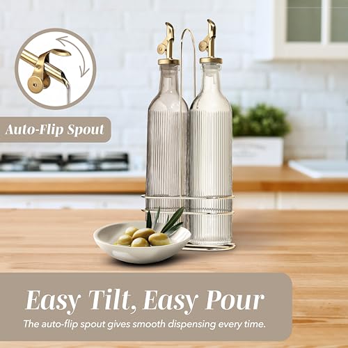 Glass Olive Oil Bottle Dispenser (Fluted / Brown)