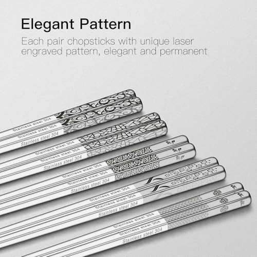 Metal Chopsticks Reusable 5 Pairs (5 Count)