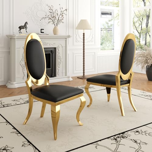 Modern Dining Chairs Set of 4 (Black/Gold / Set of 4)