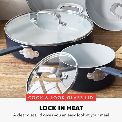 x Bobby Flay 13 Piece Nonstick Cookware Pots and Pans Set (13 Piece Cookware Set / Navy Blue)