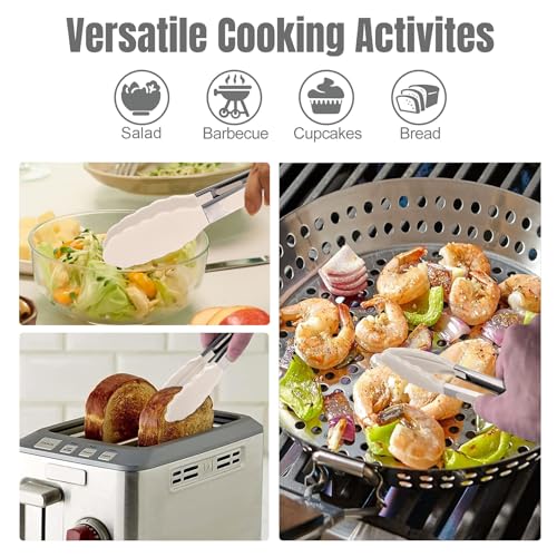 Silicone Kitchen Tongs for Cooking (Khaki)