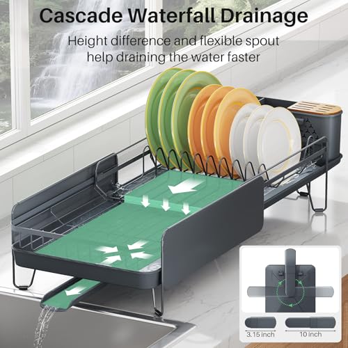 Large Dish Drying Rack for Kitchen Counter (Gray)