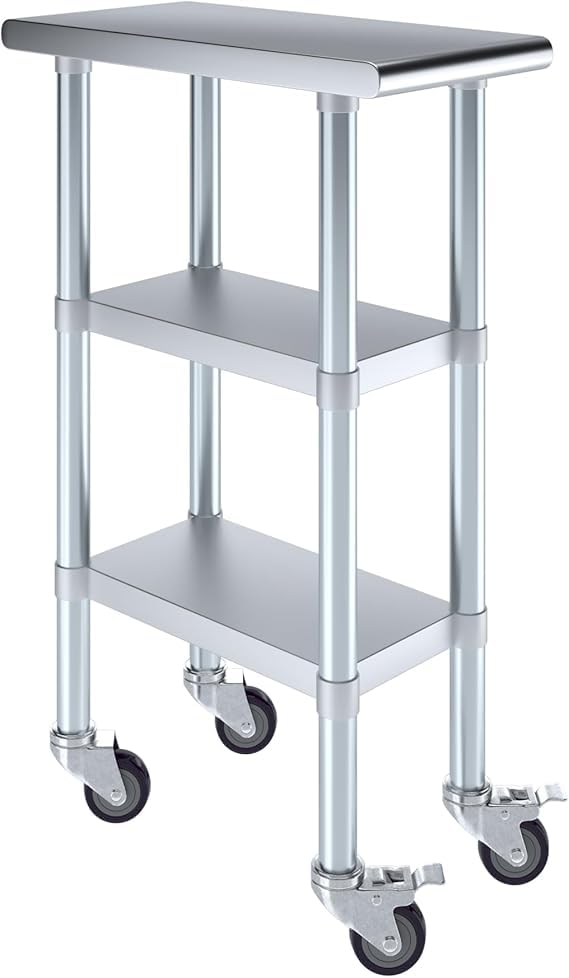 12"x24" Heavy Duty Work Table with 2 Shelves (12" Long x 24" Deep)