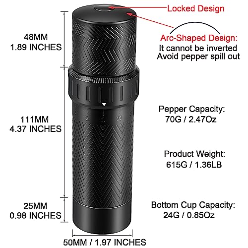 Heavy Duty Manual Pepper Grinder Mill Adjustable Coarseness (External Adjustments)