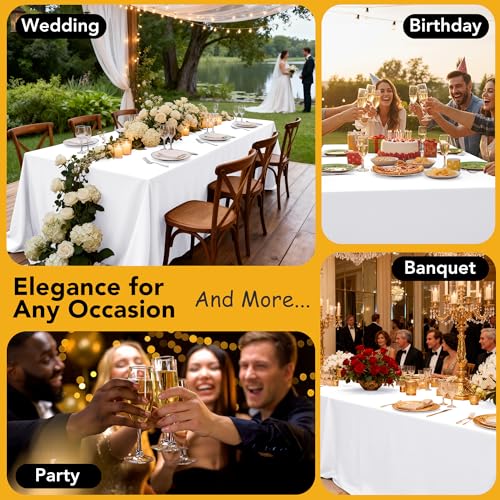 6 Pack White Tablecloths for Square Tables (White / 70x70 In, 6 Pack)