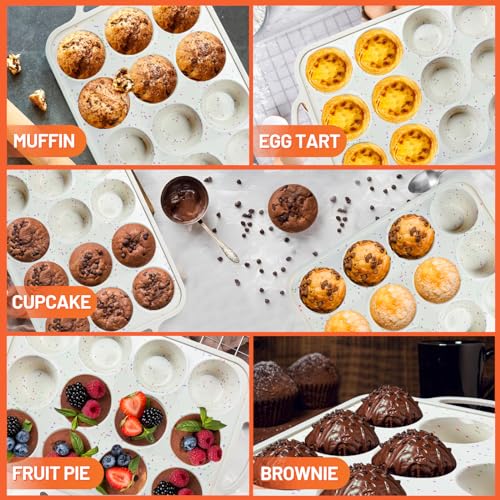 2Pack Silicone Muffin Pan for Baking with Metal Reinforced Frame (Standard)