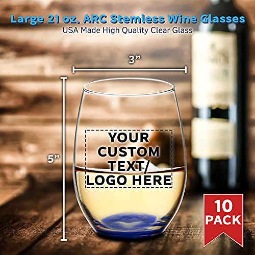 10 ARC Stemless Wine Glasses Set (10 Count)