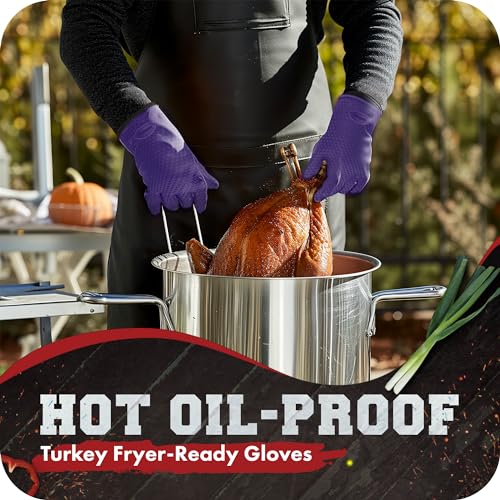 XL Silicone Smoker BBQ Gloves (Purple / X-Large)