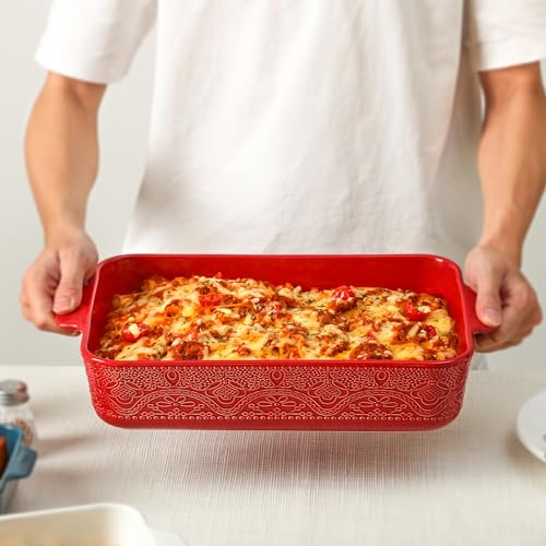 Ceramic Baking Dish Set of 3 (Christmas Red)