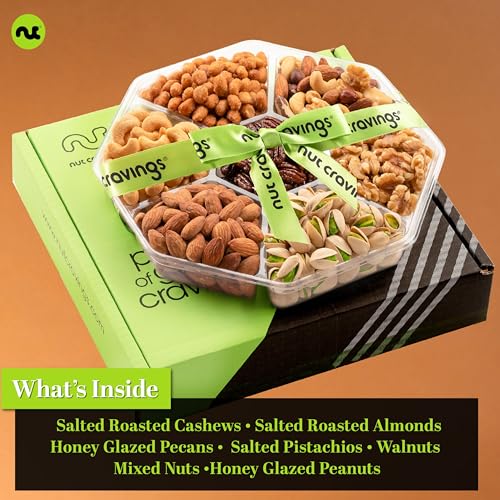 Mixed Nuts Gift Basket + Green Ribbon