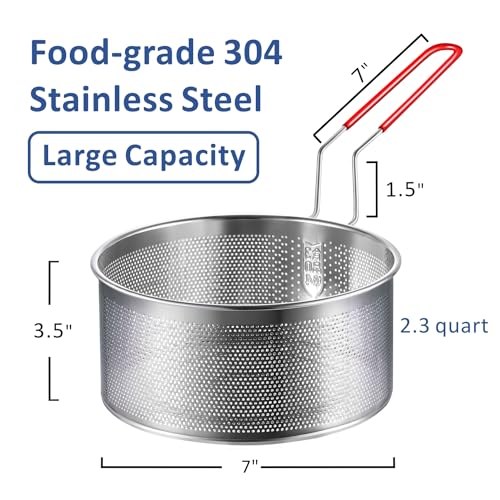 7 inch Deep Fryer Basket 304 Stainless Steel for Frying French Fries (7'' Deep Fry Basket)