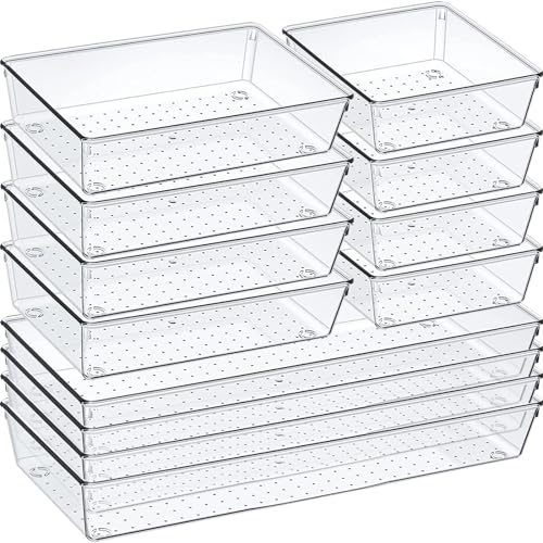 12 Pack Clear Plastic Drawer Organizer Set (12 Count)