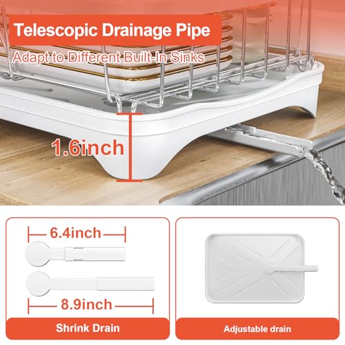 Dish Drying Rack for Kitchen Counter (2-tier - White)