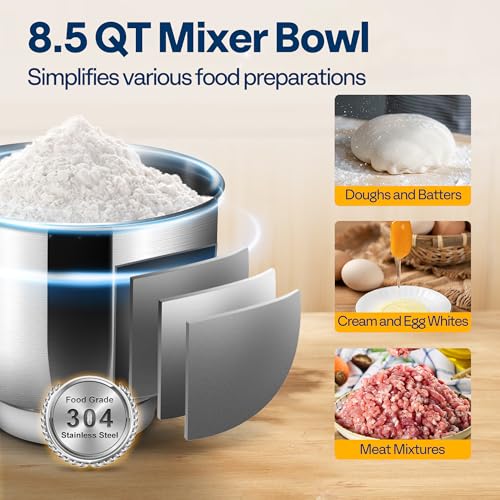 6-in-1 Stand Mixer, 8.5-Quart Tilt-Head Mixer, 10 Speeds, Black (6-in-1 / Black)