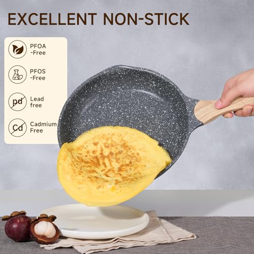 8 & 10 Inch Nonstick Frying Pan Sets for Cooking Dual Spouts Skillet (2 Count)