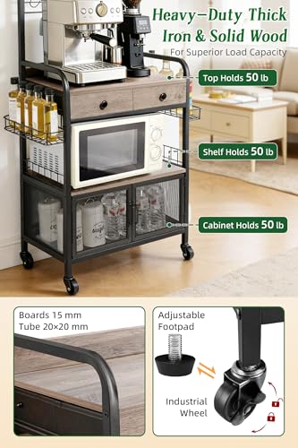 Coffee Bar Cabinet with Storage (Black & Gray Oak)