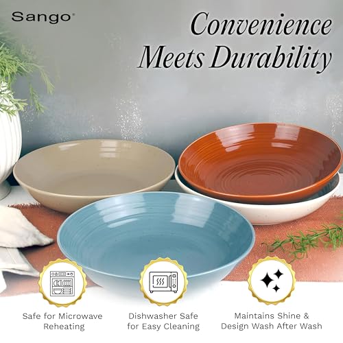 Siterra Painter's Palette Stoneware Pasta Bowls (Rustic Mix / Pasta Bowl Set)