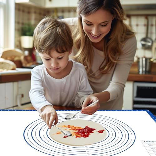 Dough Mat Silicone Baking Mats for Rolling Pastry Kneading Sheet Sourdough Bread Baking Supplies Blue 28x20"0.45mmT (Blue / 28"L x 20"W)