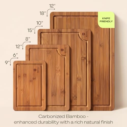 Wooden Cutting Boards for Kitchen Meal Prep & Serving (4-Piece / Brown)
