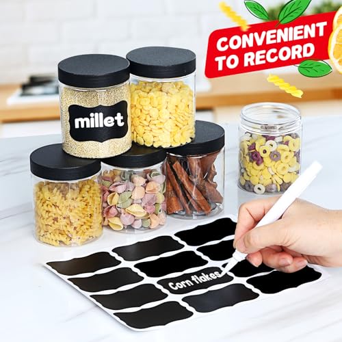 48 PCS 8 OZ Plastic Jars with Screw On Lids (black / 8 Ounce)