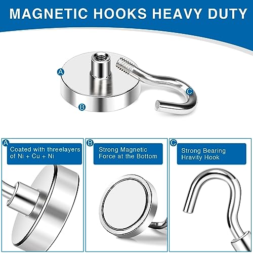 Magnetic Hooks Magnet Hook for Cruise Cabins 85LBS Essentials 6P (Silver / 0.98in)