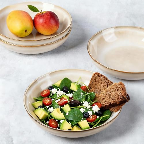 8.5’’ Ceramic Pasta Bowls Set of 6 (Set of 6 / Cappuccino)