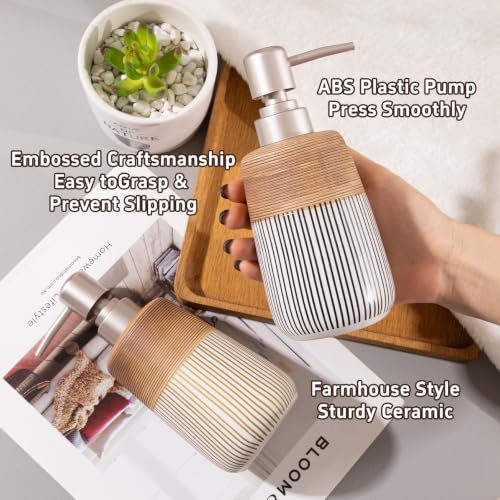 2 Pcs Ceramic Soap Dispenser Set (2 Pcs x 16Oz Soap Dispenser)