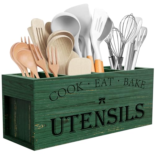 Extra Large Utensil Holder Countertop for Kitchen Counter (Green)
