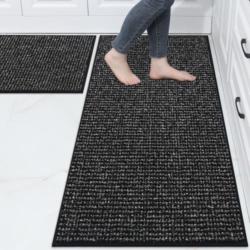 Kitchen Rugs and Mats 2PCS Non (Black / 24"x36"+24"x60" (Rectangular))