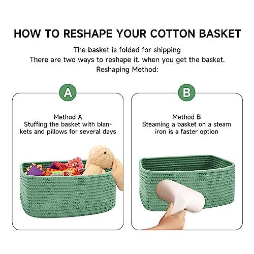 Small Storage Baskets for Organizing (3pcs-L13xW8.5xH5.1" / Green)