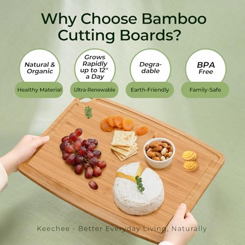 Dishwasher Safe Bamboo Cutting Boards 15.4x11.7in Heat (15.4"L x 11.7"W)