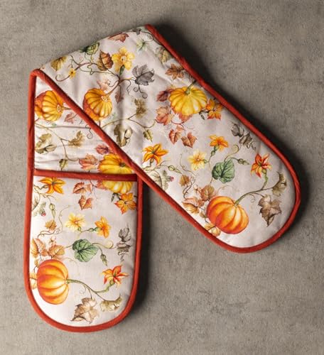 Double Oven Mitts 100% Cotton Double Oven Glove (096 - Potiron / 7" x 35" (Double Oven Mitt))