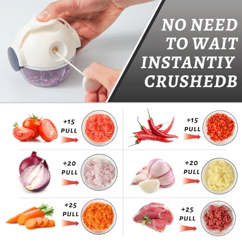 Mini Manual Vegetable Chopper Pull String Food Chopper 170ml