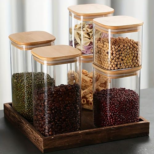 6 Pack Glass Food Storage Jars with Airtight Lids