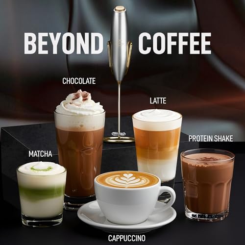 Powerful Milk Frother Wand With Duracell Batteries (Gift Box Silver & Gold / Z1 Motor + Batteries)