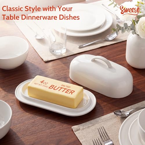 Ceramic Butter Dish with Lid (White)