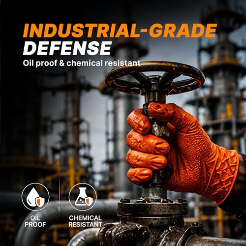 Heavy Duty Industrial Orange Nitrile Gloves (02 8mil (100ct) / Medium)