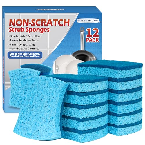 Non Scratch Cellulose Scrub Sponges 12 Pack (12 Count)