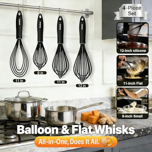 Silicone Kitchen Whisk Set of 4 (4 Count)