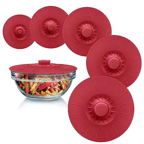Silicone Bowl Lids Red (5 Piece / Red)